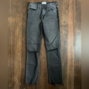 Frame Le High Rise Straight Raw-Edge Hem Ankle Jeans Faded Black women 28